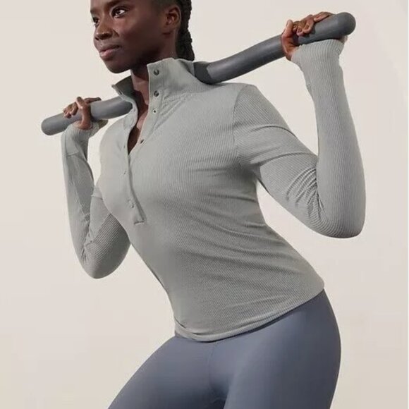 Athleta Flurry Seamless Henley in Storm Cloud - Picture 5 of 8